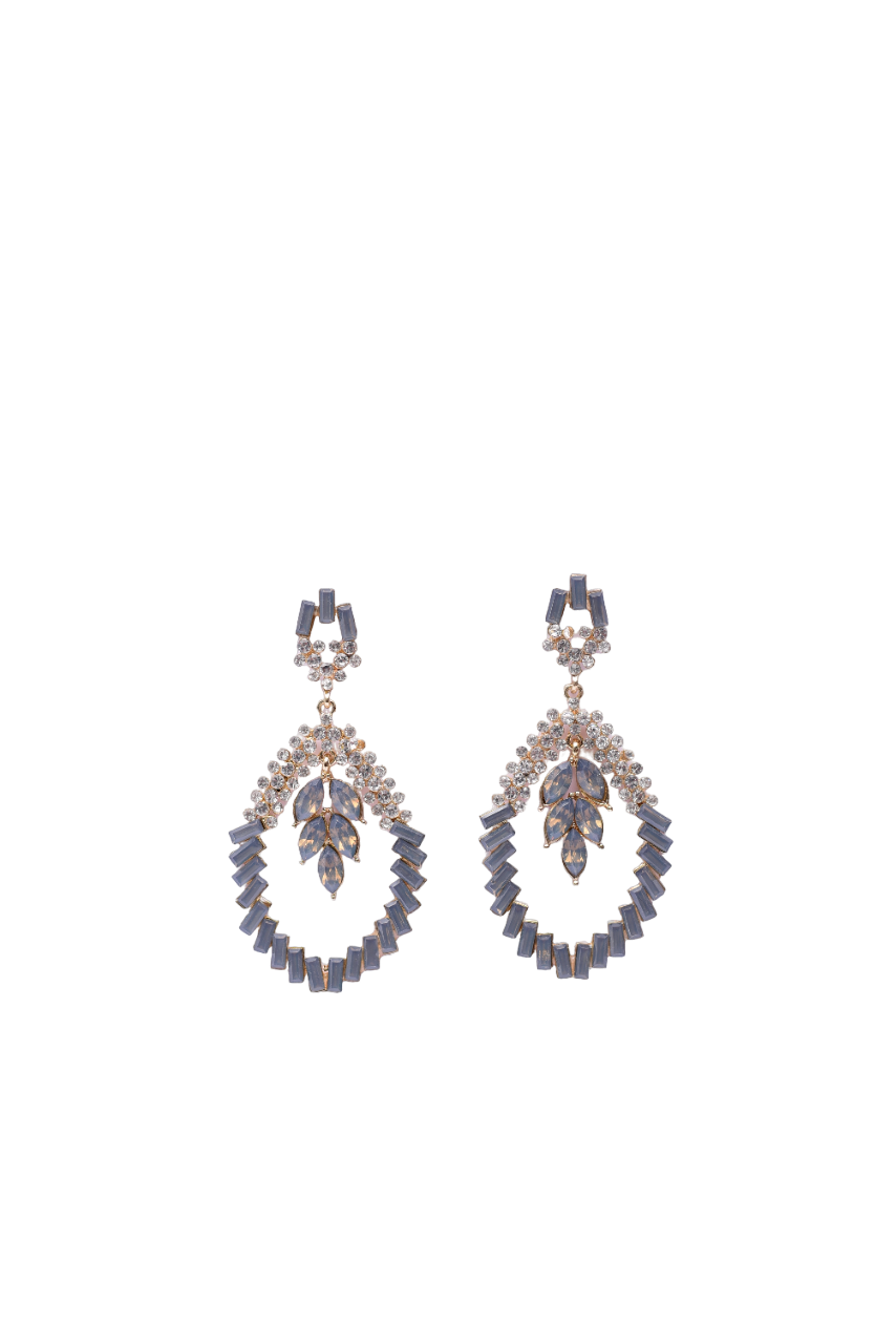 Namokriti Glamour in Every Drop- Grey and clear Rhinestone Earrings for Timeless Elegance!